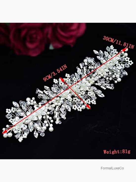 Pearl Bridal Headband, Rhinestone Wedding Headpiece Hair Accessory